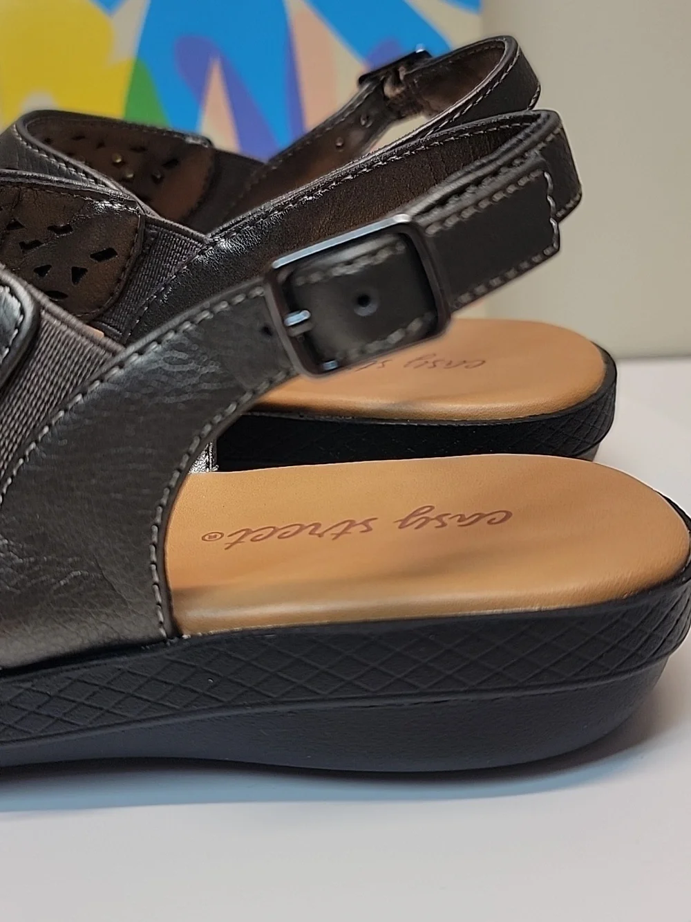 EASY STREET NEW IN BOX SZ 7 PEWTER SUMMER SANDALS